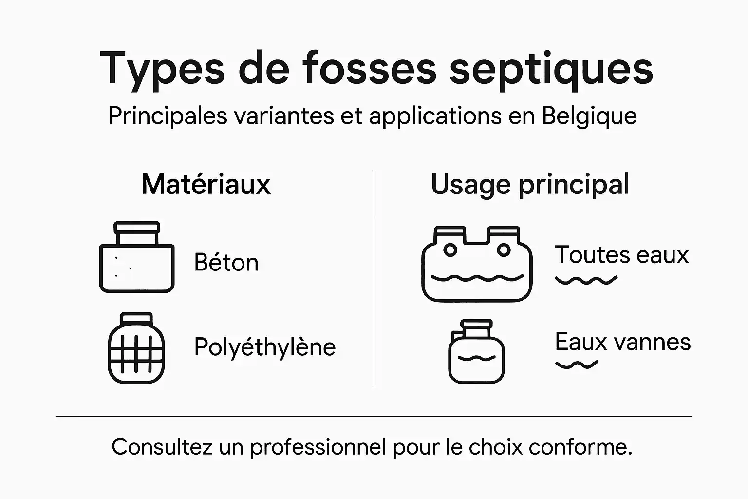 Aperçu des différents modèles de fosses septiques utilisées en Belgique