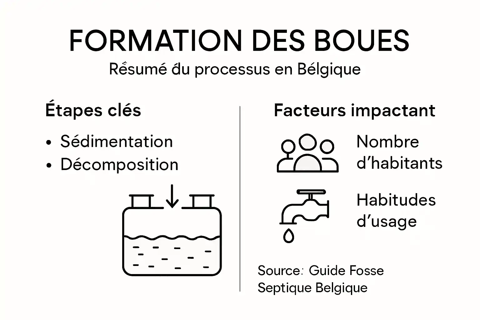 Tout savoir sur la formation à la gestion des boues de fosse septique en Belgique, présenté en infographie