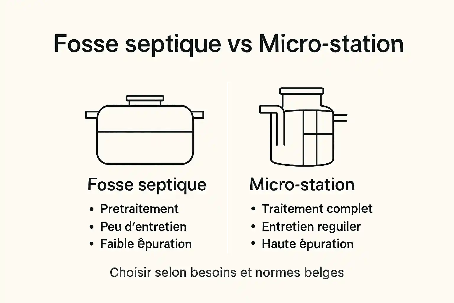 Comparatif en un coup d’œil : fosse septique ou micro-station, l’essentiel à retenir