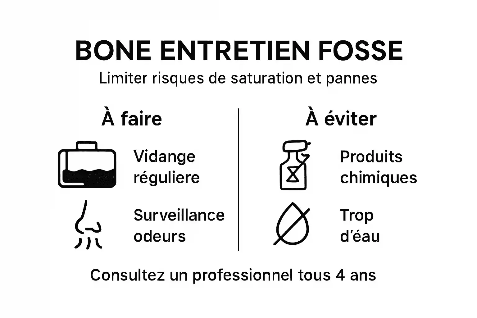 Infographie : les gestes à adopter pour entretenir sa fosse septique