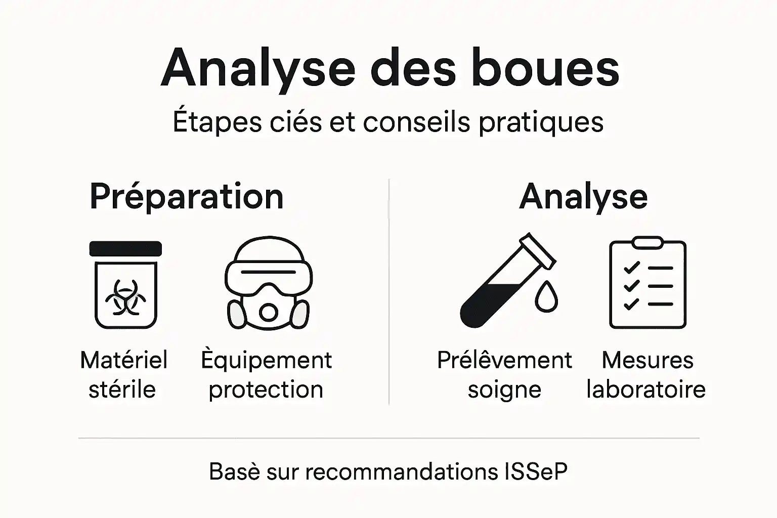 Infographie : les étapes essentielles de l’analyse des boues septiques