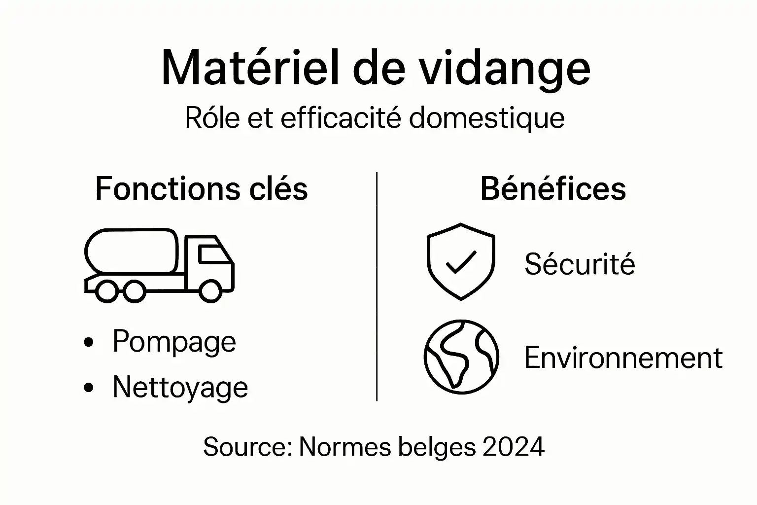 Tout ce qu’il faut savoir sur le matériel utilisé pour la vidange des fosses en Belgique, présenté en infographie.