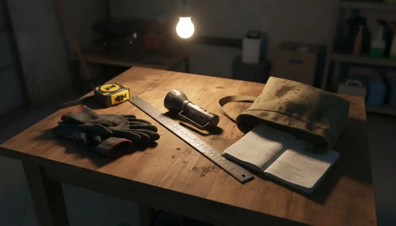 Présentation du matériel d’inspection des fosses septiques sur table